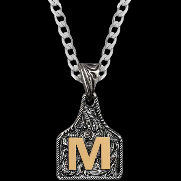 Mini Initial Cow Tag Necklace 